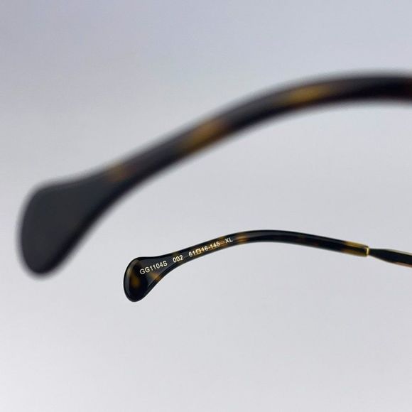 🔥Gucci GG1104S 003 Sunglasses Transparent Brown Gold Brown Pilot Unisex - Picture 11 of 12